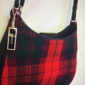 Coach red plaid purse